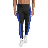 Roll Gear men's black compression spats with blue side panels and police graphics. Made from polyester and spandex for a grappling fit.