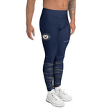 Roll Gear Men's navy compression spats with ocean camo detail and US Navy insignia. Performance leggings for BJJ, wrestling, MMA.