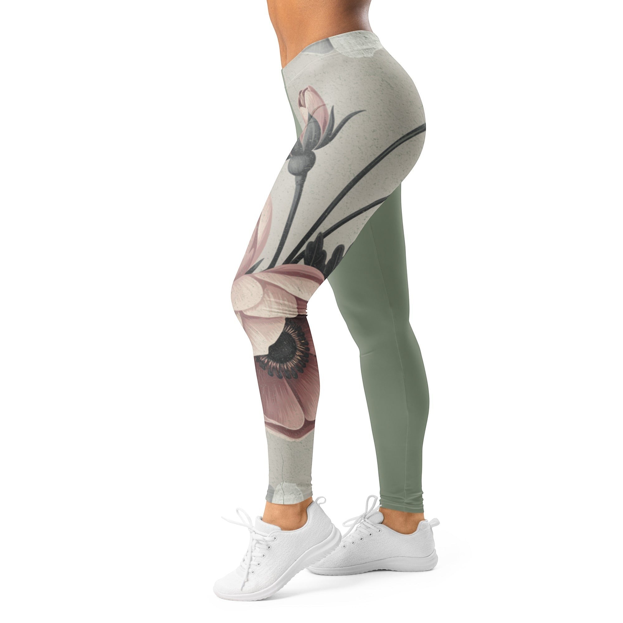 Roll Gear Signature Always Blooming Spats – Sage Green – Women's, worn by a model, side view.
