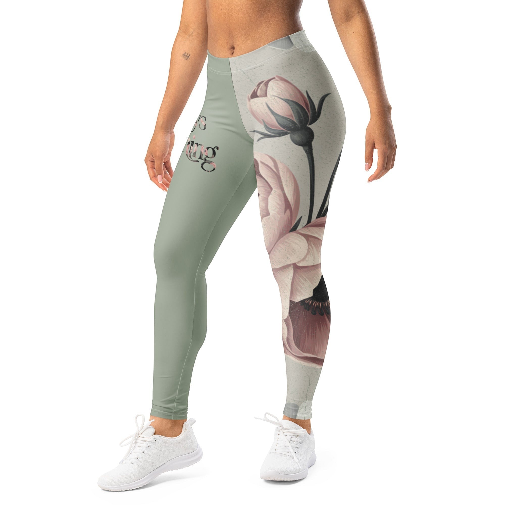 Roll Gear Signature Always Blooming Spats – Sage Green – Women's, worn by a model, front view.