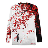 Roll Gear Shadow Dragon Warrior men's LS rash guard in white & crimson — BJJ compression, dragon print, detail.