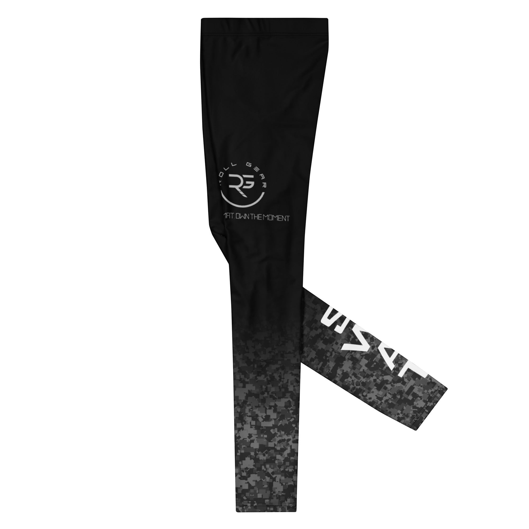 Roll Gear Men's SWAT Compression Spats, flat left side view, SWAT text.