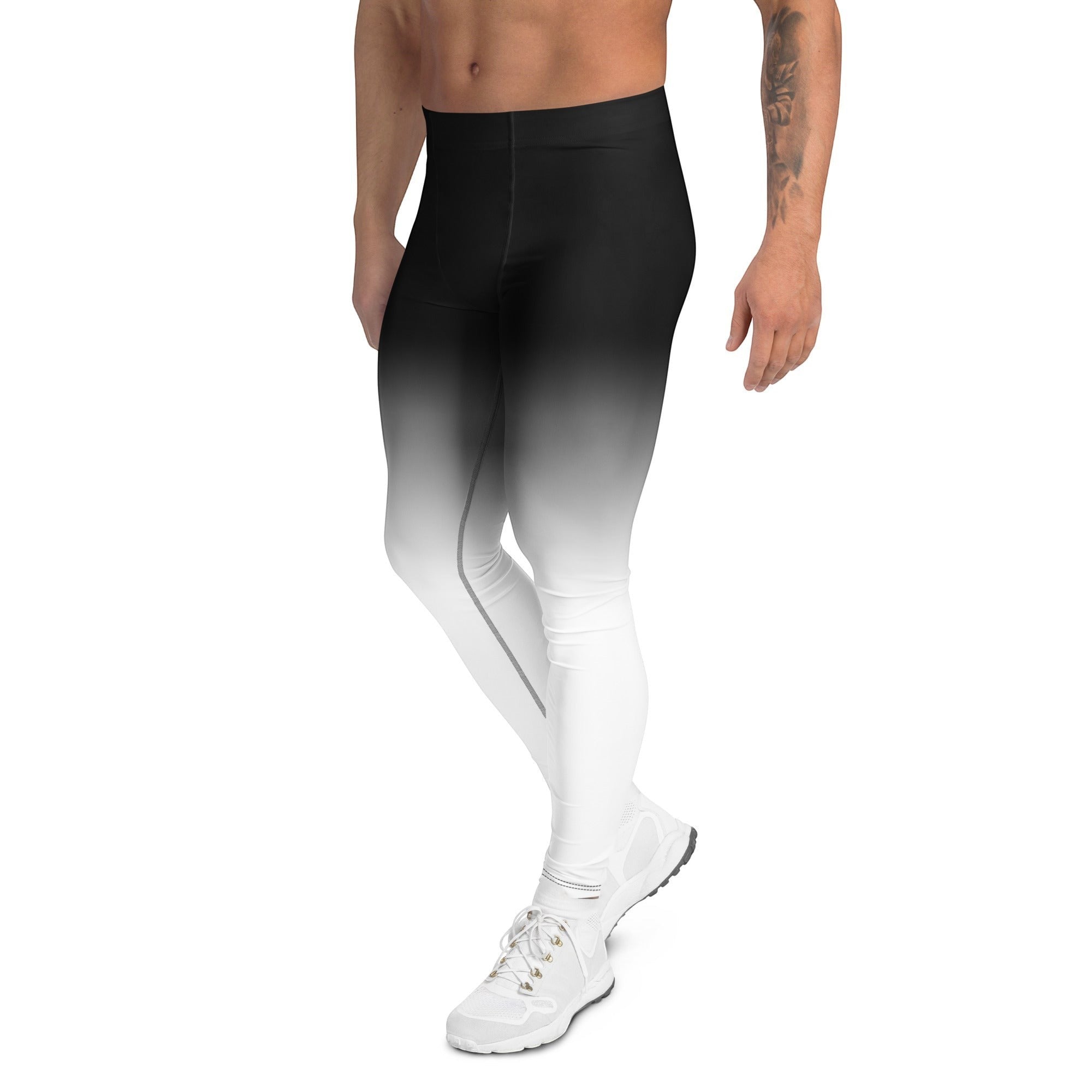 Roll Gear White Fade Training Spats – White/Black – Men's, worn by a model, side view.