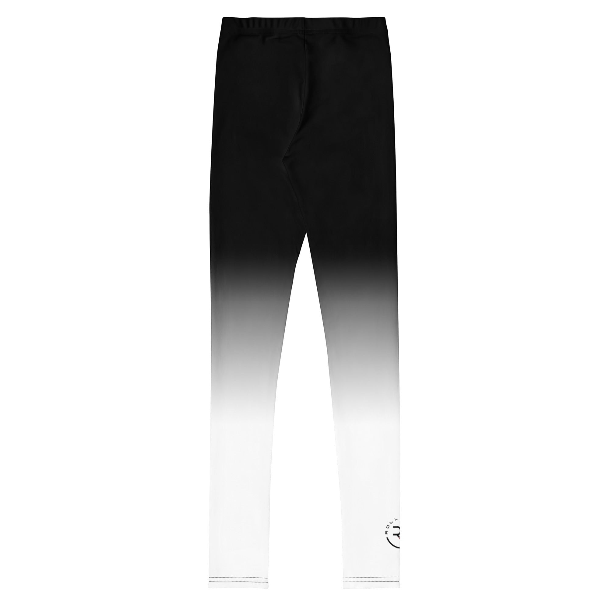 Roll Gear White Fade Training Spats – White/Black – Youth, flat front view.