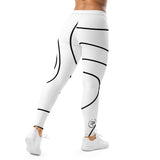 Roll Gear women's white and black swirl pattern microfiber leggings for training and athletic wear.