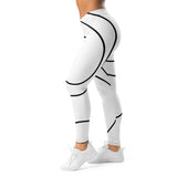 Roll Gear women's white microfiber spats with black swirl detailing. Four-way stretch, moisture-wicking fabric.