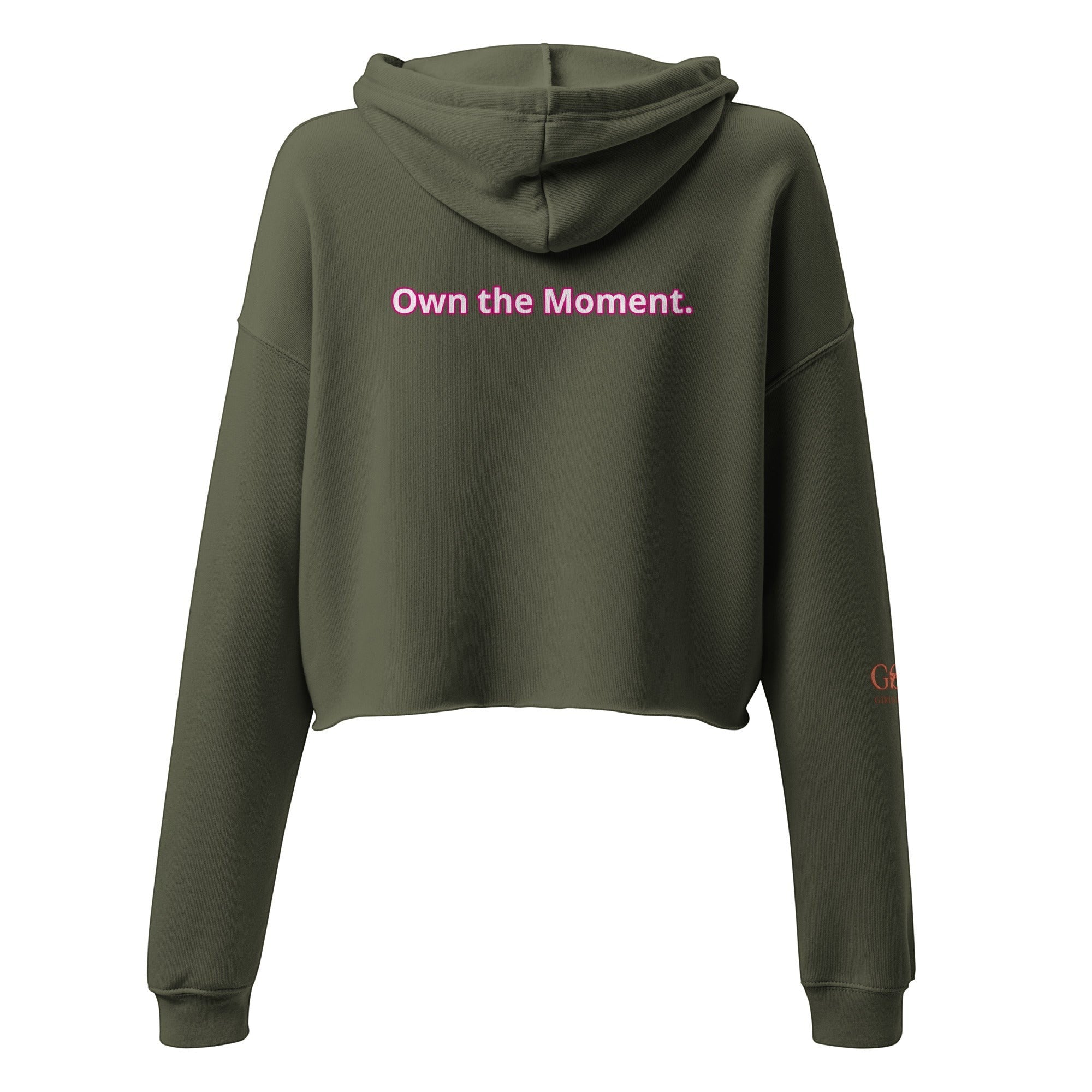 Roll Gear Women’s Crop Hoodie – Pink Edition, second colorway, flat back view.