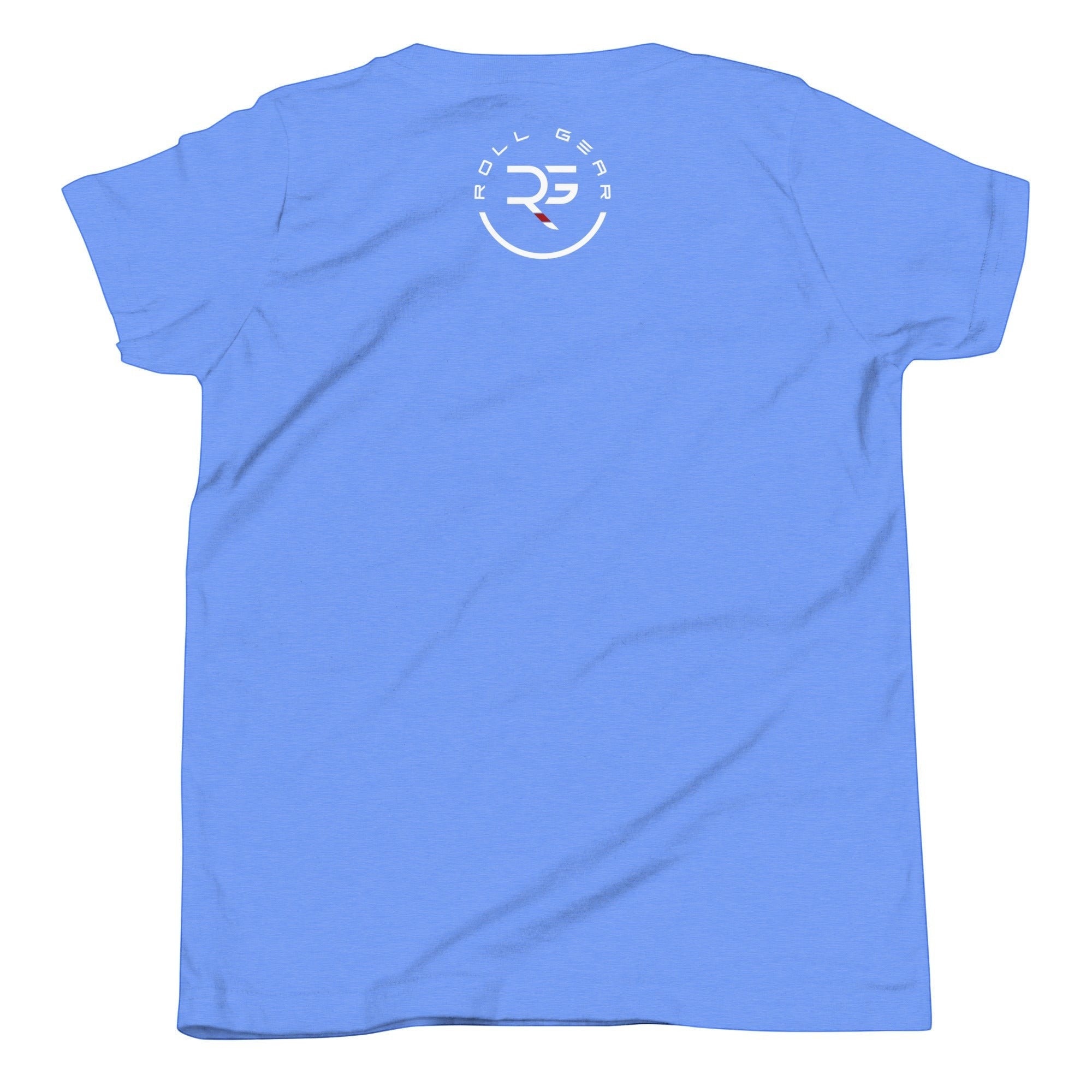 Roll Gear Youth Earned Not Given T-Shirt, seventh colorway, flat back view, Roll Gear emblem.