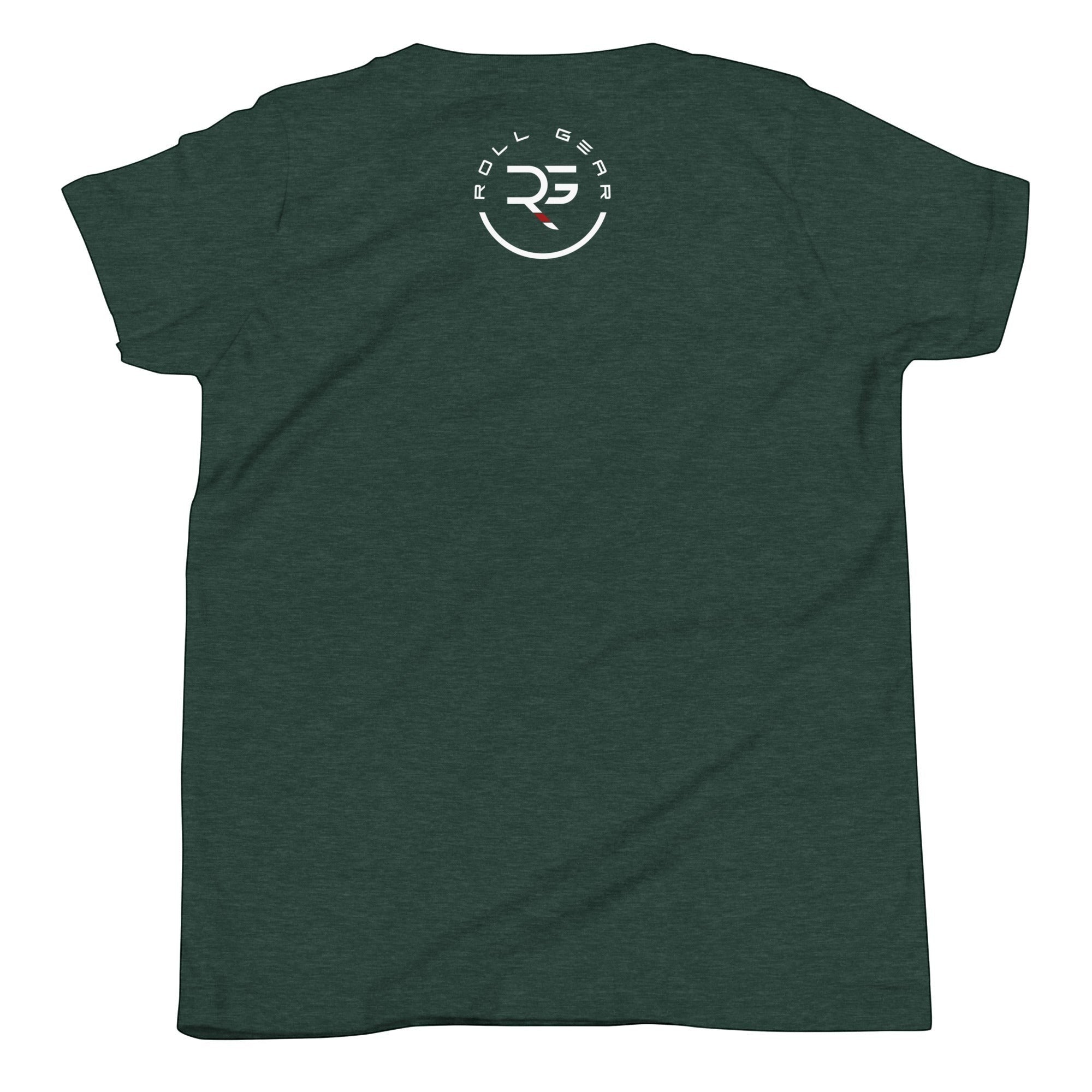 Roll Gear Youth Earned Not Given T-Shirt, sixth colorway, flat back view, Roll Gear emblem.