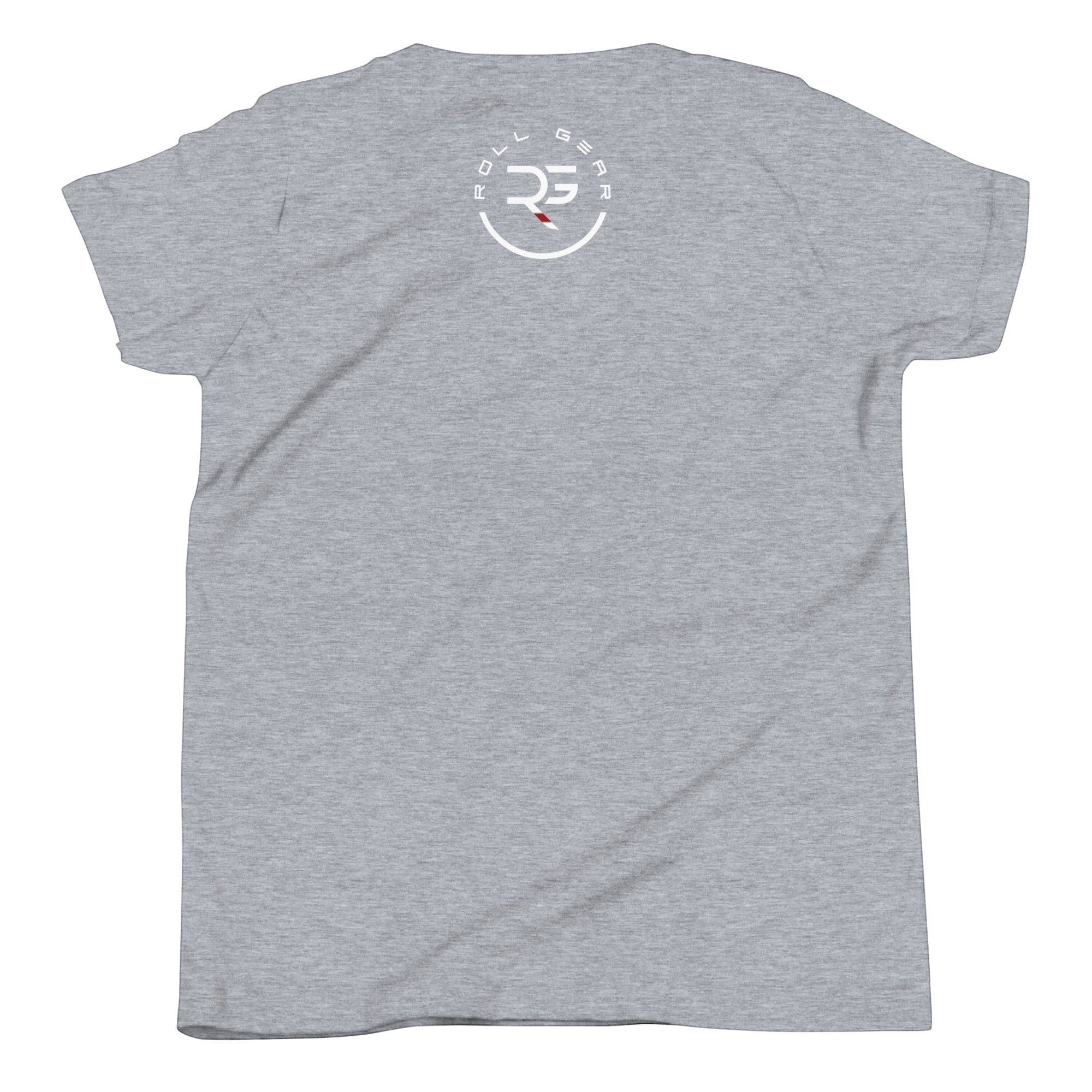 Roll Gear Youth Earned Not Given T-Shirt, eighth colorway, flat back view, Roll Gear emblem.