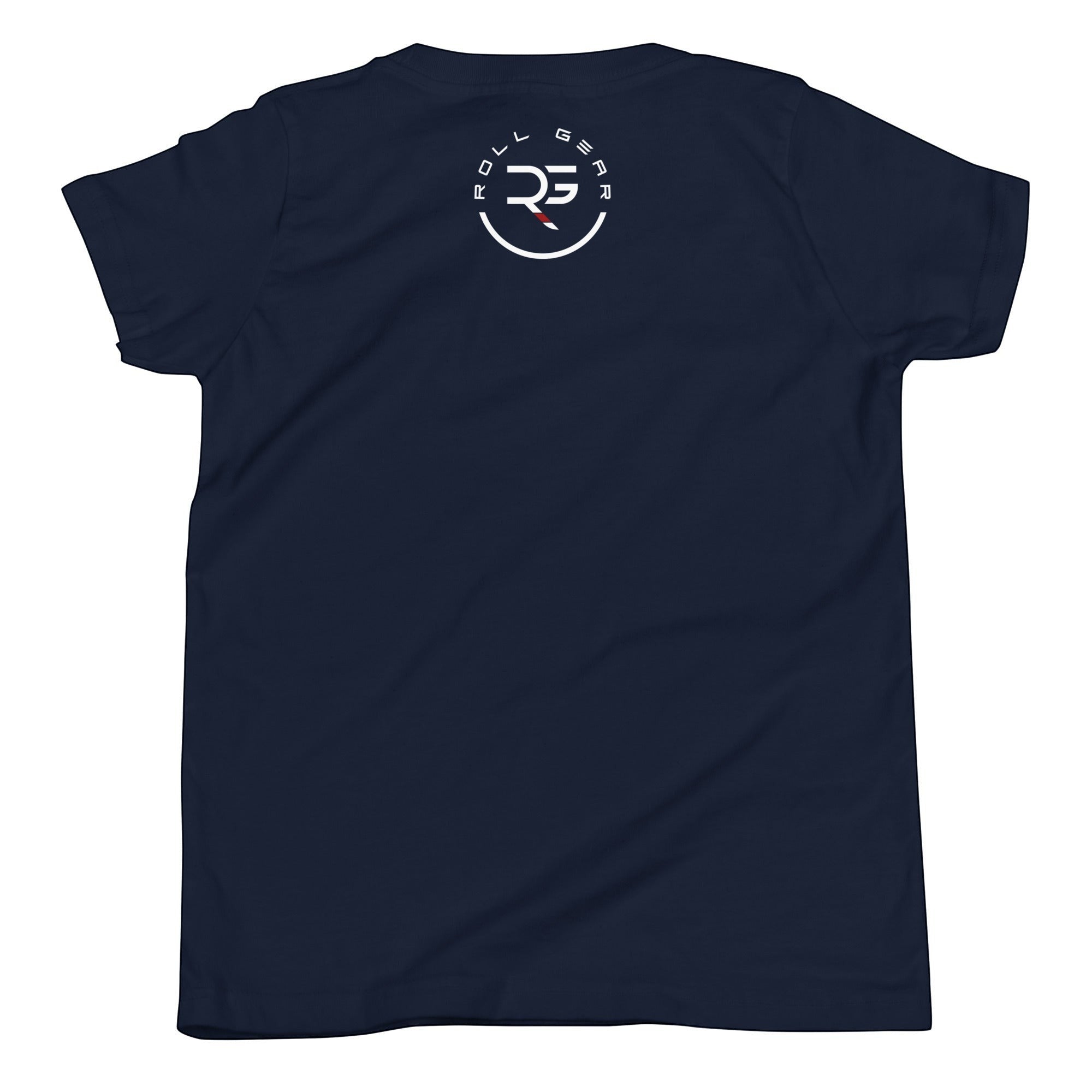 Roll Gear Youth Earned Not Given T-Shirt, second colorway, flat back view, Roll Gear emblem.
