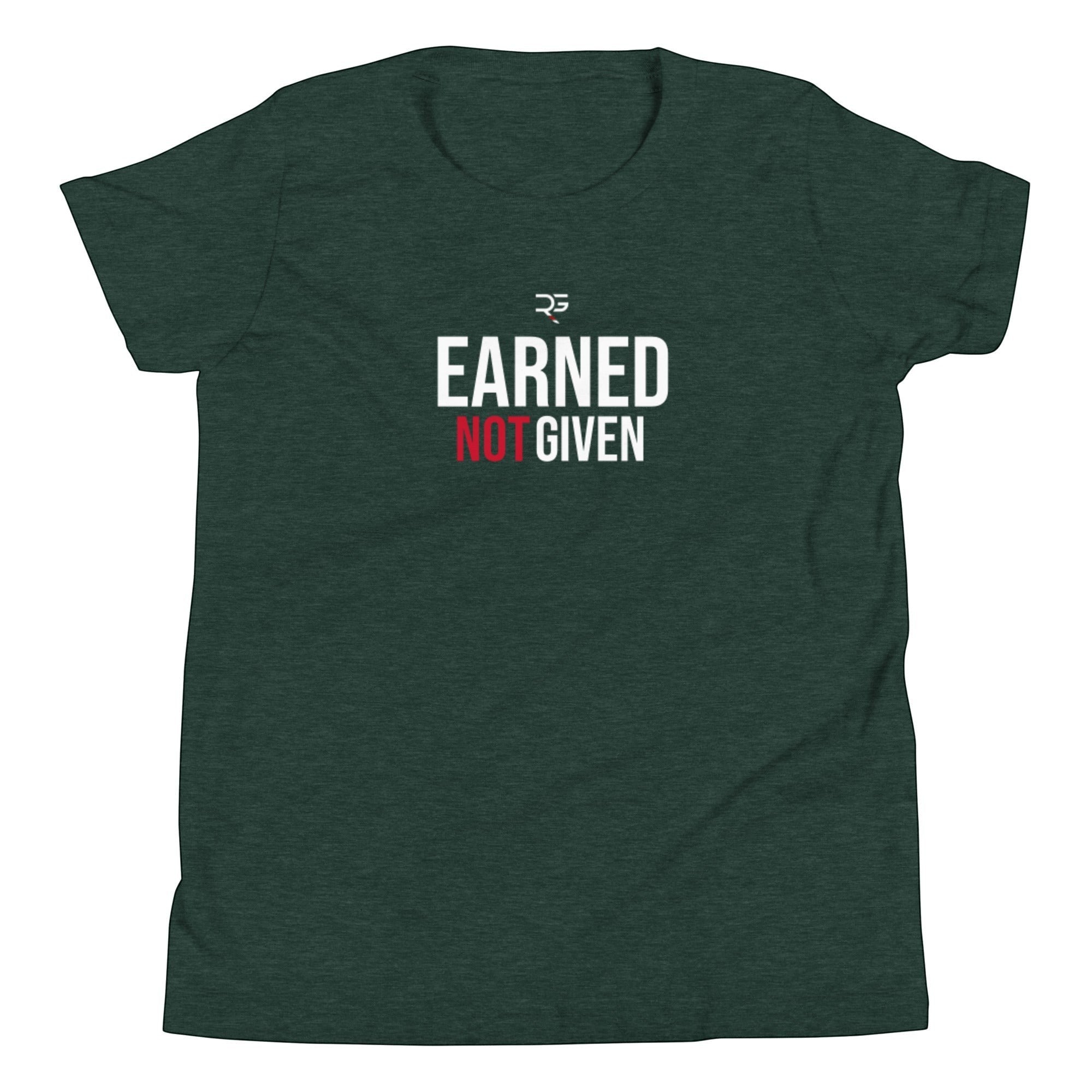 Roll Gear Youth Earned Not Given T-Shirt, sixth colorway, flat front view.