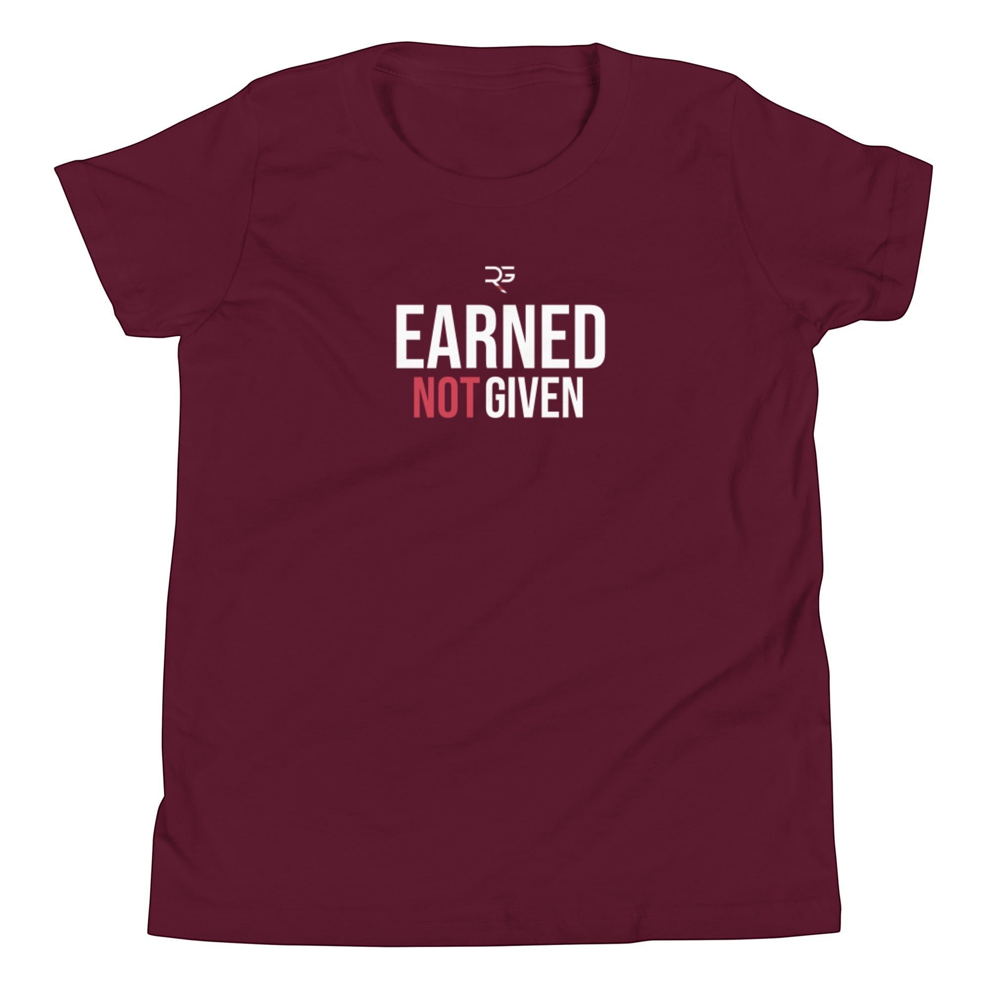 Roll Gear Youth Earned Not Given T-Shirt, third colorway, flat front view.