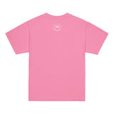 Roll Gear youth unisex classic fit 100% cotton pink t-shirt with "Earned Not Given" graphic on back.