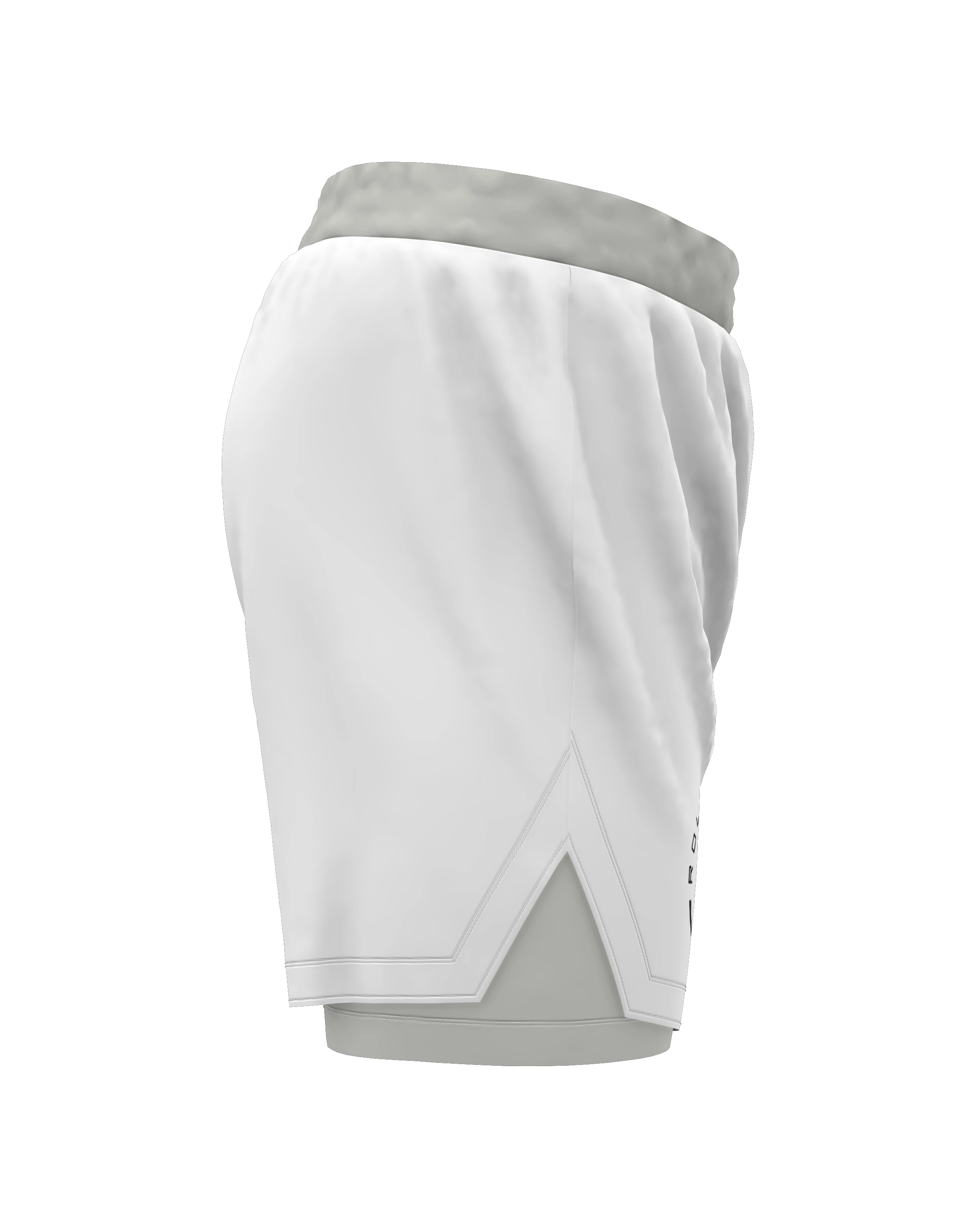 Roll Gear™ Youth grey grappling shorts with a light grey waistband, designed for BJJ and wrestling training.