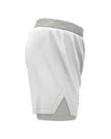 Roll Gear™ Youth grey grappling shorts with a light grey waistband, designed for BJJ and wrestling training.