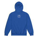 Roll Gear youth heavyweight hoodie in royal blue. Features a double-lined hood and front pouch pocket.
