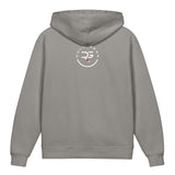 Roll Gear youth hoodie in grey, 100% cotton, lightweight with a relaxed fit and a graphic logo on the back.