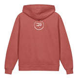 Roll Gear youth hoodie in faded red, 100% cotton, lightweight with a relaxed fit and a graphic logo on the back.