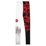 Roll Gear youth spats in white and crimson with a dragon design, Mount Fuji graphic, and moisture-wicking fabric.