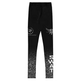 Roll Gear Youth SWAT Compression Spats, flat side view, SWAT text.