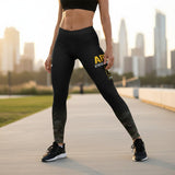 Roll Gear Women's Army Classic Compression Spats in black with a camouflage fade and yellow Army lettering. Designed for athletic performance.