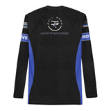 Roll Gear Men's Police Edition long sleeve rash guard in black with blue accents and "PROTECT / SERVE" text on sleeves.