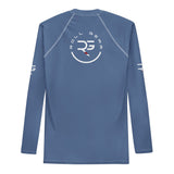 Roll Gear Earned Not Given Long Sleeve Rash Guard – Blue – Men’s, flat back view, Roll Gear emblem.