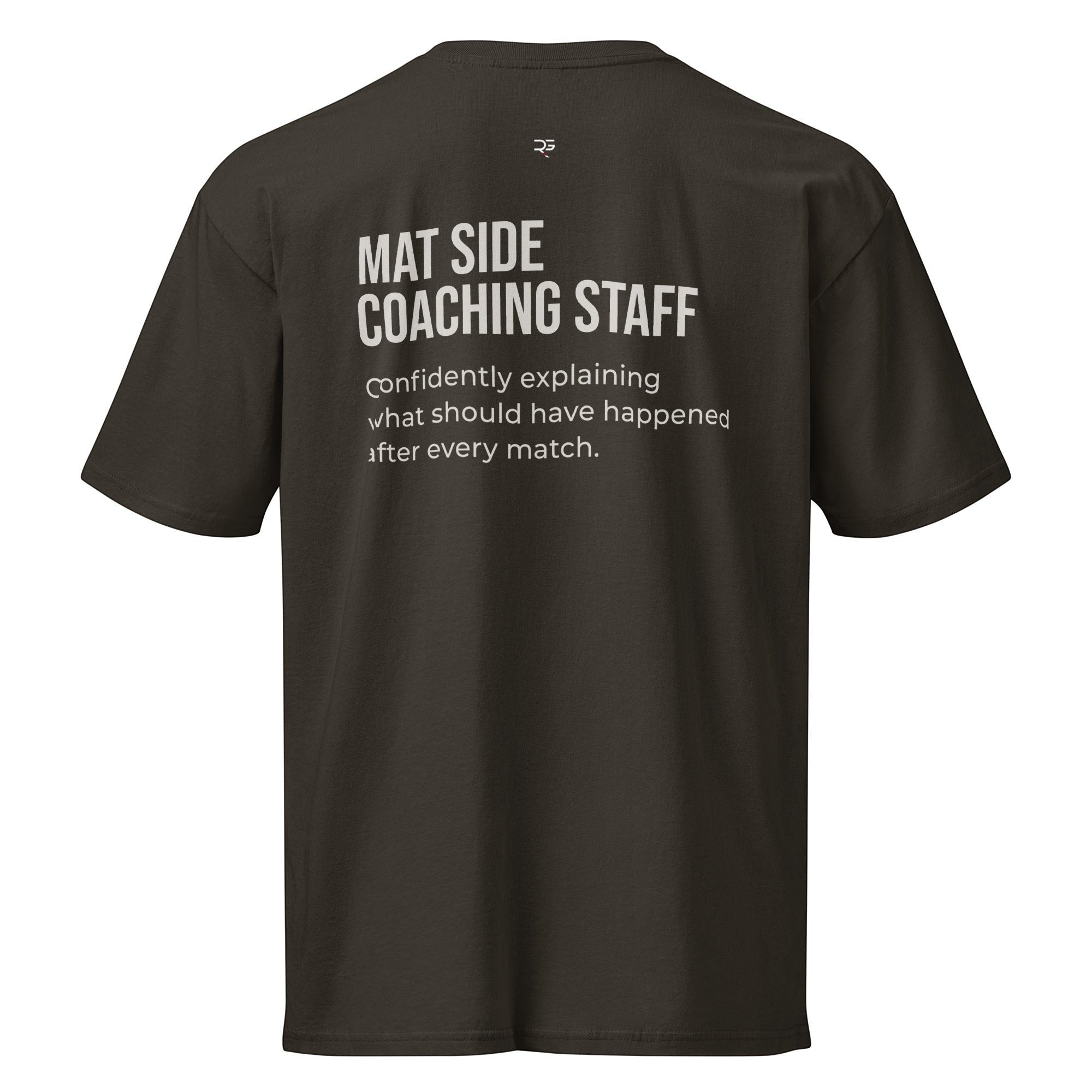 Vintage Black heavyweight tee, second view of the Full-Time Mat Analyst chest print.