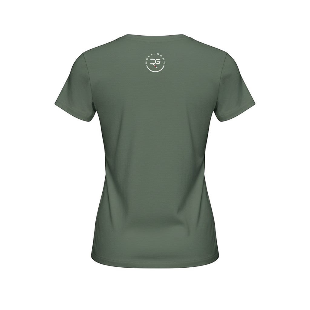 Roll Gear Women's Roll Gear High-Waisted T-Shirt, third colorway, flat back view.