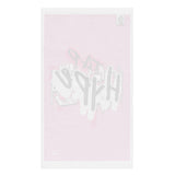Roll Gear HYPE training towel in pink with white graffiti print. Soft polyester front, absorbent cotton back, 16" x 28".
