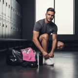 Roll Gear HYPE training towel in pink with graffiti print, 52% polyester, 48% cotton, 16" x 28".