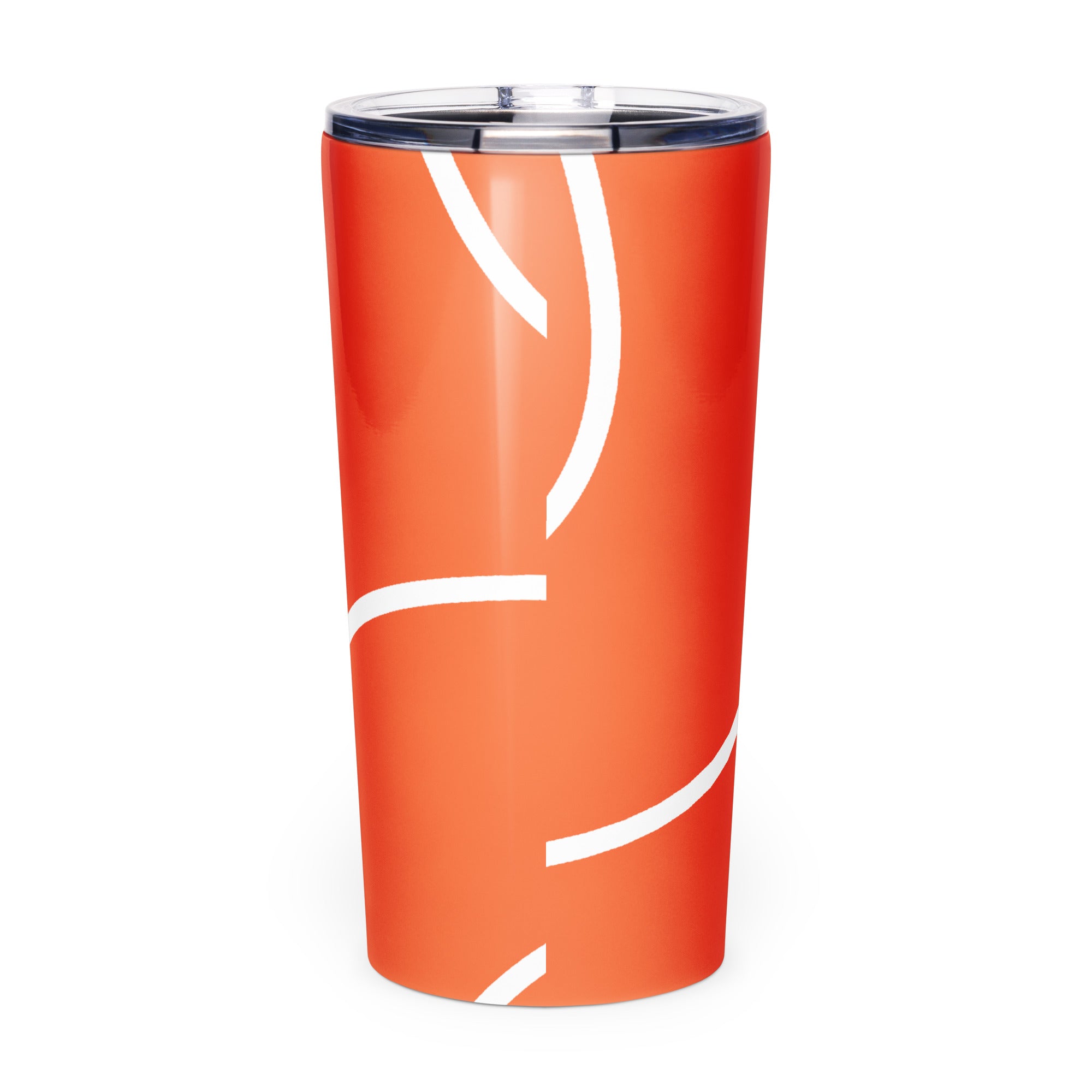 Roll Gear Ranked Series Tumbler – 20oz Stainless Steel – Glossy Orange Finish, back view.
