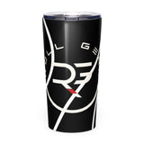 Roll Gear Ranked Series 20oz Stainless Steel Tumbler – Glossy Black, front view. Insulated water bottle for BJJ/wrestling athletes.