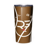 Roll Gear Ranked Series 20oz Stainless Steel Tumbler – Glossy Brown, front view. Insulated water bottle for BJJ/wrestling athletes.