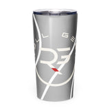 Roll Gear Ranked Series 20oz Stainless Steel Tumbler – Glossy Grey, front view. Insulated water bottle for BJJ/wrestling athletes.