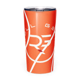 Roll Gear Ranked Series 20oz Stainless Steel Tumbler – Glossy Orange, front view. Insulated water bottle for BJJ/wrestling athletes.