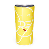Roll Gear Ranked Series 20oz Stainless Steel Tumbler – Glossy Yellow, front view. Insulated water bottle for BJJ/wrestling athletes.
