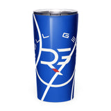 Roll Gear Ranked Series 20oz Stainless Steel Tumbler – Glossy Blue, front view. Insulated water bottle for BJJ/wrestling athletes.