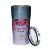 Roll Gear Girls on the Mat 20oz Stainless Steel Tumbler – BJJ/wrestling water bottle for women and girls, front view.