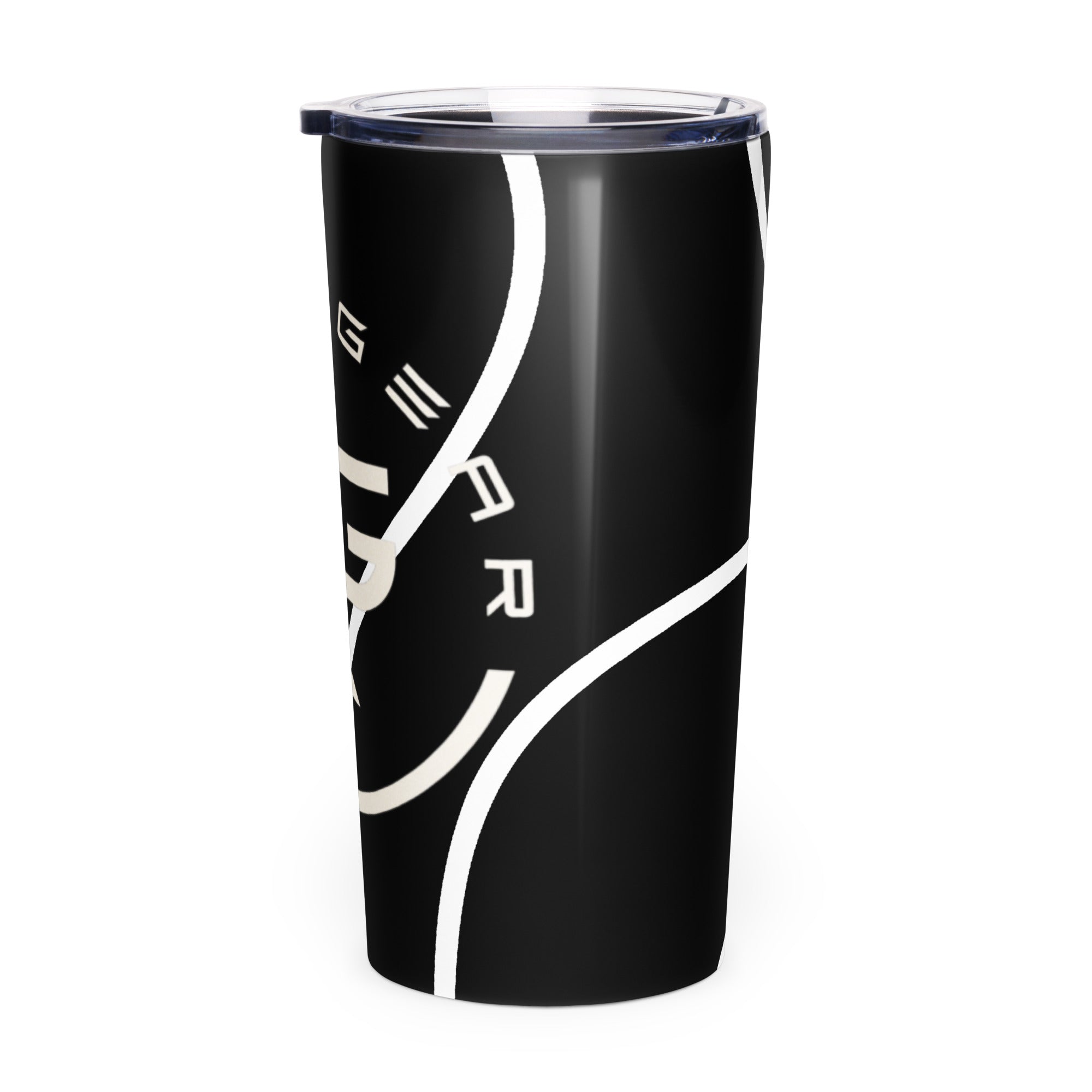 Roll Gear Ranked Series 20oz Stainless Steel Tumbler – Glossy Black, left side view.