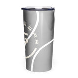 Roll Gear Ranked Series 20oz Stainless Steel Tumbler – Glossy Grey, left side view.