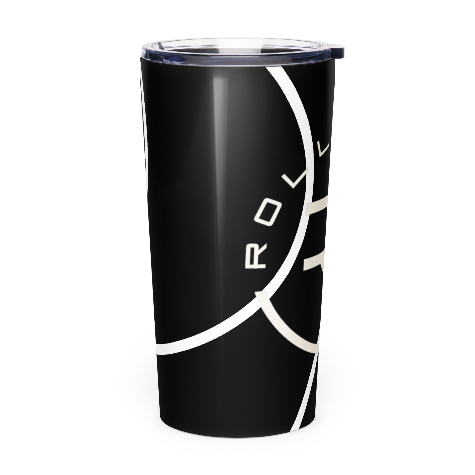 Roll Gear Ranked Series 20oz Stainless Steel Tumbler – Glossy Black, right side view.
