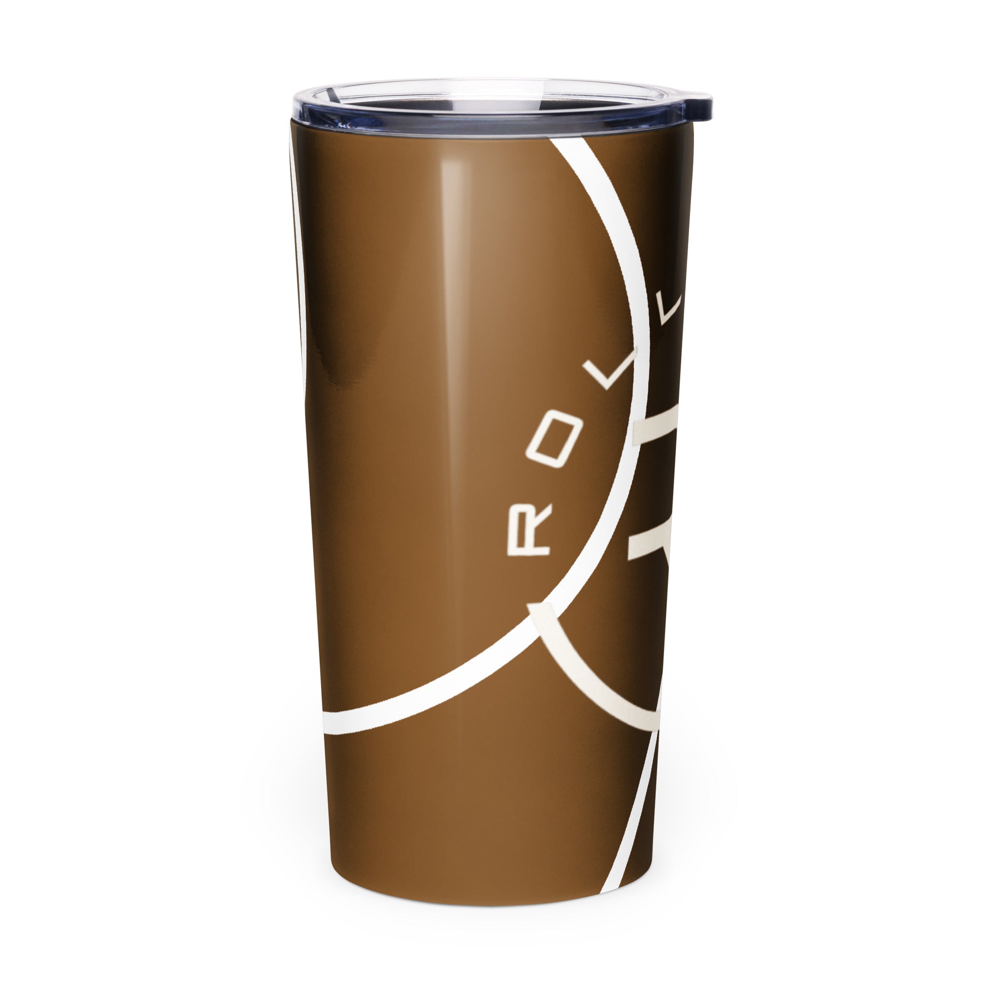 Roll Gear Ranked Series Tumbler – 20oz Stainless Steel – Glossy Brown Finish, right side view.