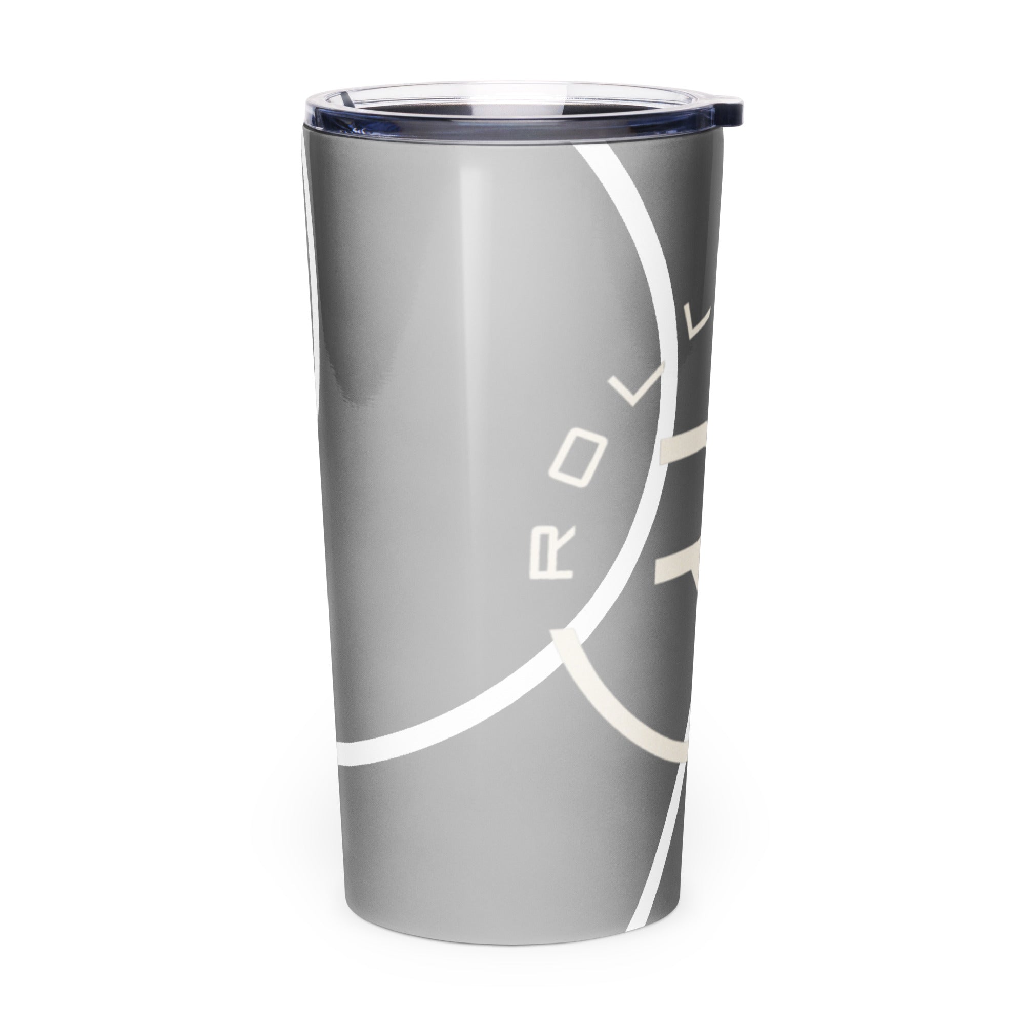 Roll Gear Ranked Series 20oz Stainless Steel Tumbler – Glossy Grey, right side view.