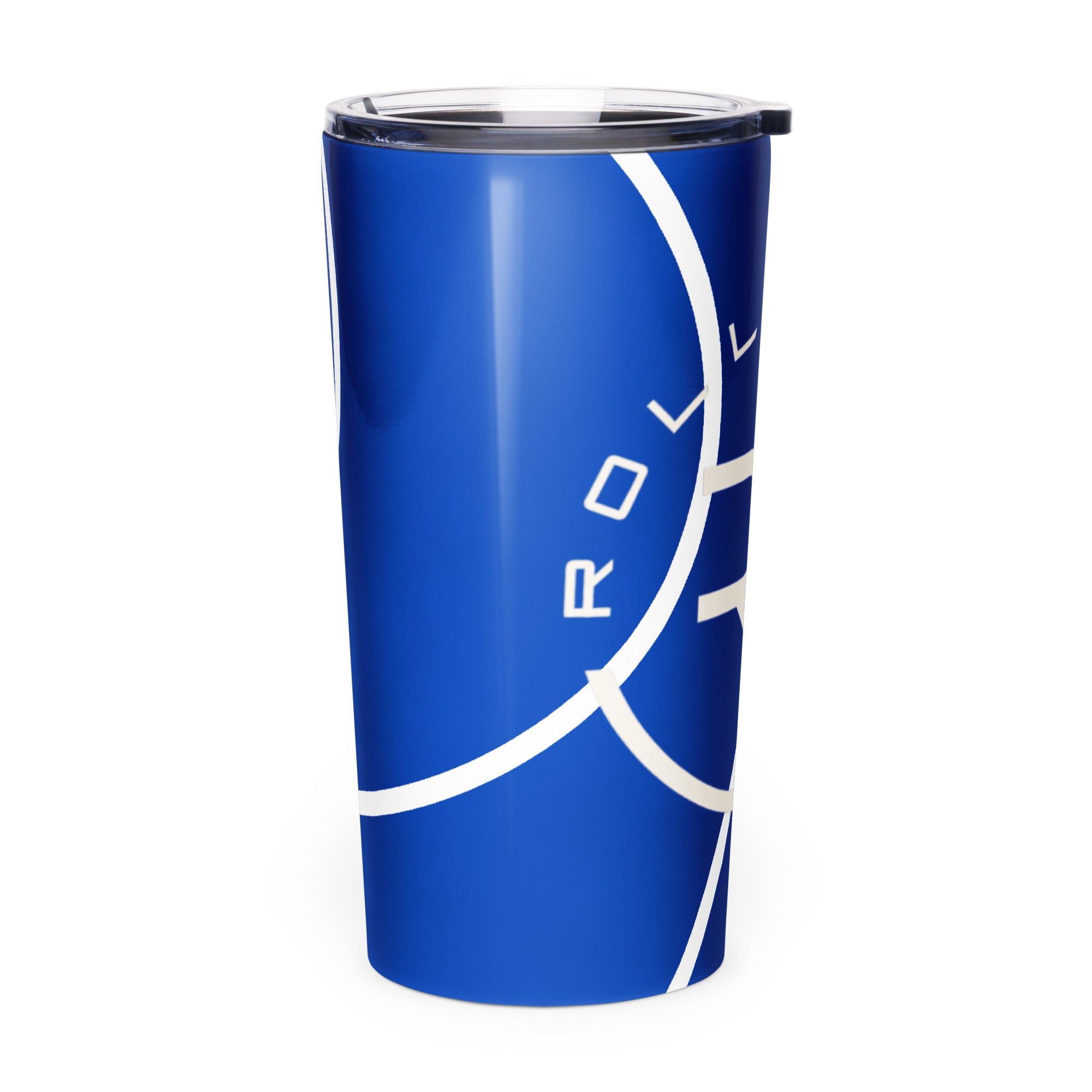 Roll Gear Ranked Series Tumbler – 20oz Stainless Steel – Glossy Blue Finish, right side view.