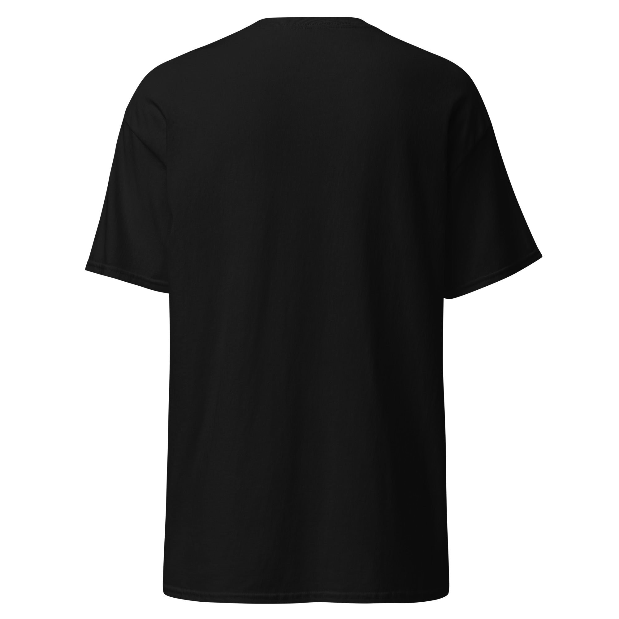 Brandon Chargers Triple Logo Adult Classic Tee by Roll Gear, Black, back view.