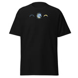 Brandon Chargers Triple Logo Adult Classic Tee by Roll Gear, Black, front view.