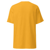 Brandon Chargers Triple Logo Adult Classic Tee by Roll Gear, Gold, back view.