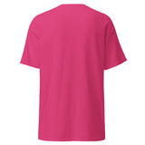 Brandon Chargers Triple Logo Adult Classic Tee by Roll Gear, Heliconia, back view.
